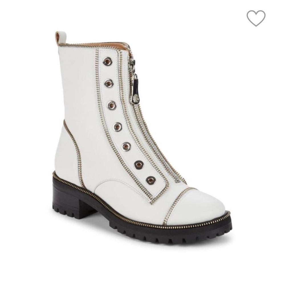 Schutz Annmarie White Zip Front Boots Size 8.5